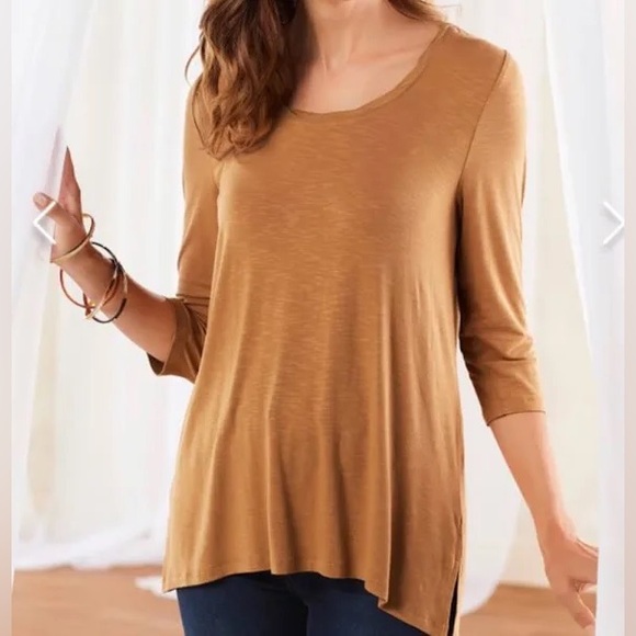 Soft Surroundings Tops - Soft Surroundings Margeaux Tunic in Brown Sugar Long Sleeve Top Size Small 4/6